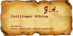 Zeitlinger Albina névjegykártya